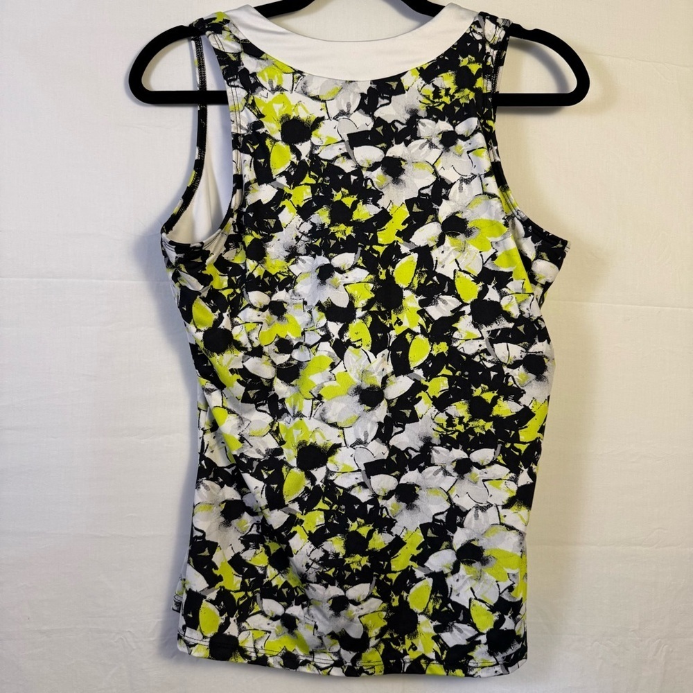 EleVen by Venus Williams Women's Floral Tank Top Yellow and Black Size M - Picture 2 of 5